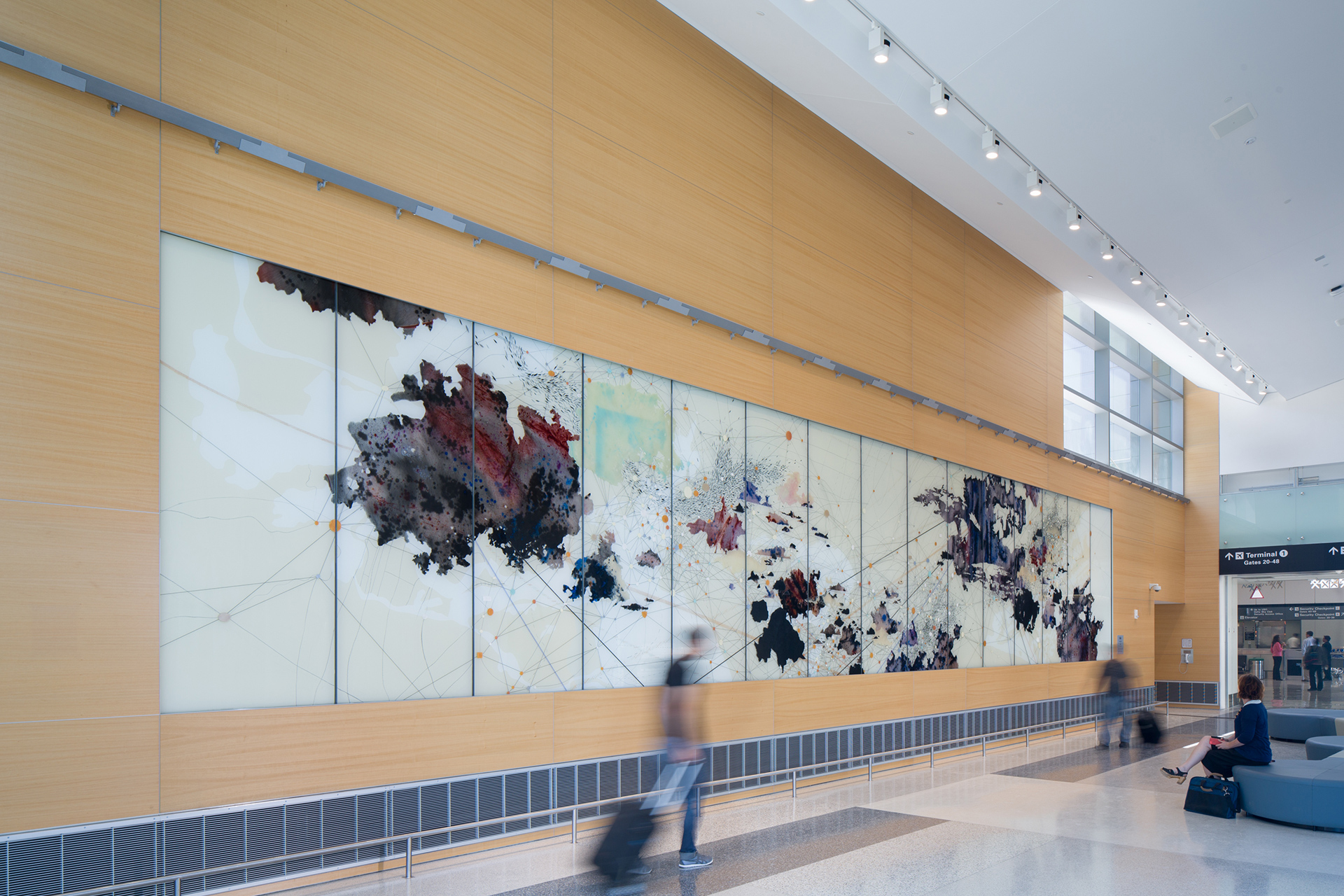 Voyage, a large-scale mural by Val Britton installed at San Francisco International Airport